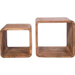 Kare Authentico Bijzettafel Cube Square (set van 2)