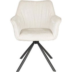 Eetkamerstoel Off White Stof - Zithoogte 52cm - 62x66x85cm - Kodak - Set van 2