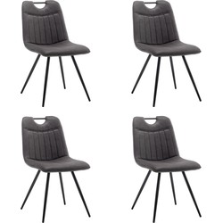 Eetkamerstoelen set van 4 - Leon - Microvezel - Antraciet