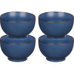 Vivalto Kommetjes/schaaltjes - 4x - Mistique - porselein - D14 x H8 cm - blauw - Stapelbaar - Kommetjes