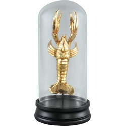 PTMD Lobster Gold Poly Statue On Foot Bell Jar