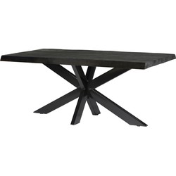 Livingfurn - Eetkamertafel Norris Tree Top Spider 180cm - Mangohout / Gecoat Staal