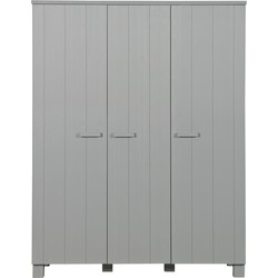 WOOOD Dennis 3-Deurs Kast - Grenen - Betongrijs - 202x158x55