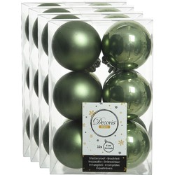 48x stuks kunststof kerstballen mos groen 6 cm glans/mat - Kerstbal