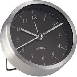 Gerimport Wekker/alarmklok analoog - zilver - aluminium - 9 cm - Wekkers