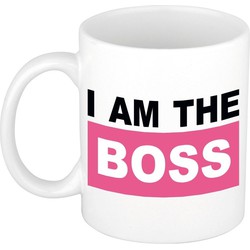 Roze I am the boss mok / beker voor heren 300 ml - Bekers