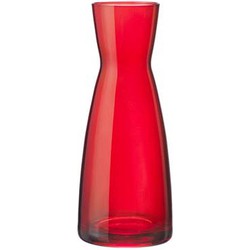 Karaf vorm bloemen vaas rood glas 20.5 cm - Vazen