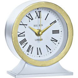 Items Tafelklok - romeinse cijfers - wit/goud - ijzer - 12 cm - Tafelklokken