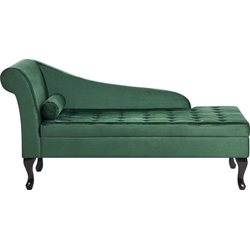 Beliani PESSAC - Chaise longue-Groen-Fluweel