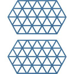 Krumble Siliconen pannenonderzetter Hexagon lang - Blauw - Set van 2