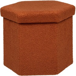 Atmosphera Poef/krukje/hocker Jako - Opvouwbaar/Opslag box 60L - Terra - D40 x H38 cm - Poefs