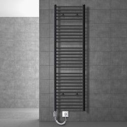 Elektrische badkamerradiator met verwarmingselement 1200W 500x1800 mm antraciet gebogen met zijaansluiting LuxeBath