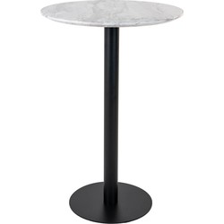 Bolzano Bar Table - Bar table with top in marble look and black base Ã¸70x105cm