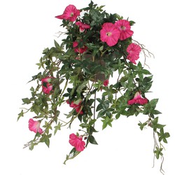 Mica Decorations Petunia Kunst Hangplant in Bloempot Stan - L25 x B45 x H50 cm - Donkerroze