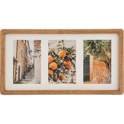 Atmosphera Collage fotolijst voor 3x foto - voor 10 x 15 cm fotos - Mango hout - beige - 40 x 21 cm - Fotolijsten