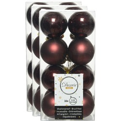 48x stuks kunststof kerstballen mahonie bruin 4 cm glans/mat - Kerstbal