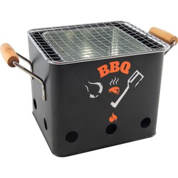 Houtskool barbecue/bbq zwart tafelmodel 18 cm vierkant - Houtskoolbarbecues