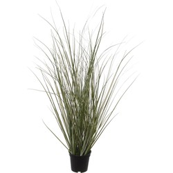 Louis maes Kunstplant - siergras - in zwarte kunststof pot - 50 cm - Kunstplanten