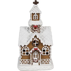 Clayre & Eef Gingerbread house met LED 8x7x15 cm Bruin Kunststof Peperkoekhuisje