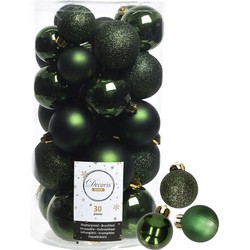 Decoris kerstballen 44x stuks donkergroen 3-4-5-6 cm kunststof - Kerstbal