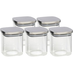 5x stuks voedsel/etenswaren bewaren voorraadpot 800 ml glas met RVS deksel - Voorraadpot