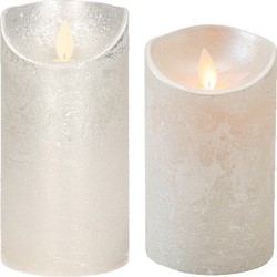 Set van 2x stuks Zilveren Led kaarsen met bewegende vlam - LED kaarsen