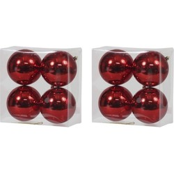 8x Kunststof kerstballen glanzend rood 12 cm kerstboom versiering/decoratie - Kerstbal