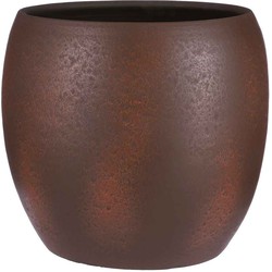 Mica Decorations Bloempot Lester rond mat roestbruin stone handgemaakt - 35 x Ø 38 cm