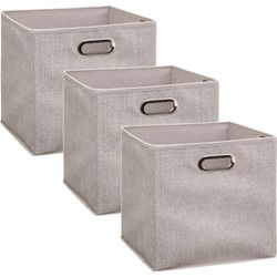5Five Opbergmand/kastmand beige - 3x - linnen - 31 x 31 x 31 cm - Opbergmanden