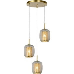 Eenvoudig boeiende vintage hanglamp 35 cm Ø 3xE27 mat goud/messing