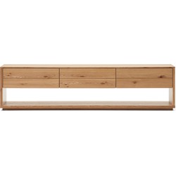 Kave Home - TV-meubel Alguema 3 laden in eiken fineer met natuurlijke afwerking 200 x 51 cm