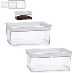 Set van 2x stuks keuken opslag voorraad bakjes transparant met deksel van 1.1 liter - Voorraadpot