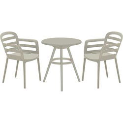 Garden Impressions Mira balkonset 3-delig - Faria tuintafel Ø60 cm - zand
