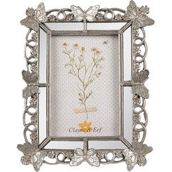 Clayre & Eef Fotolijst 10x15 cm Zilverkleurig Kunststof Glas Vlinders Fotokader