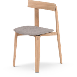 Nora chair houten eetkamerstoel whitewash - met lichtgrijs kussen