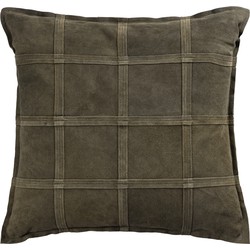 PTMD Cobie Green suede leather cushion square L