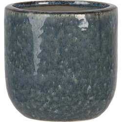 Clayre & Eef Bloempot  13 cm Blauw Keramiek Rond Bloempot binnen