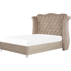 AYETTE  - Tweepersoonsbed - Taupe - 140 x 200 cm - Fluweel