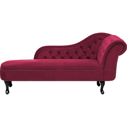 Beliani NIMES - Chaise longue-Rood-Fluweel