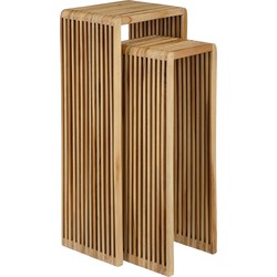 Mica Decorations Yonker Plantentafel - Set van 2 - L35 x B25 x H80 cm - Gerecycled Hout - Bruin