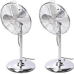 2 Stuks statiefventilator/staande ventilator 125 cm chrome kleur - Staande ventilatoren