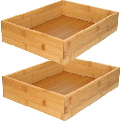 2x stuks kast/lade/make-up sorteer organizer bamboe hout bakje 32 x 24 x 7 cm - Make-up dozen