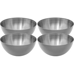 Set van 4x stuks Slakommetjes/schaaltjes - rvs metaal - D13 cm - Saladeschalen