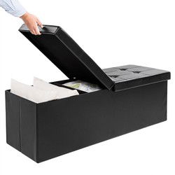 Zitbank opvouwbaar met opbergruimte en deksel kleur zwart , lengte 115 cm