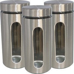 4x stuks voedsel bewaren keuken voorraad pot - zilver metaal - deksel - 1900 ml - Voorraadpot