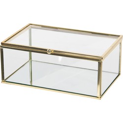 Clayre & Eef Glazen Sieradendoos 17*10*7 cm Transparant Glas Rechthoek Juwelendoos Sieradenbox Sieradenkist