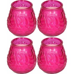 Windlicht geurkaars - 4x - roze glas - 48 branduren - citrusgeur - geurkaarsen