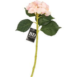 Bellatio Design kunstbloem Hortensia - roze - 48 cm - hydrangea - Kunstbloemen