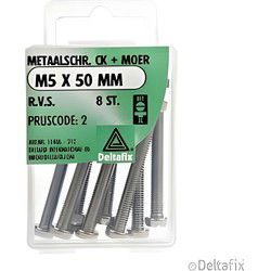 M.schroef moer ck m5x50mm rvs 8st