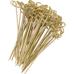 Hapjes/sate prikkers/spiesjes - bamboe hout - 150x stuks - 12 cm - amuse/bbq/feestje - prikkers (sate)